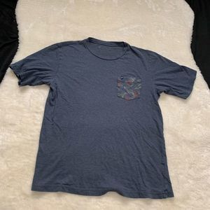 Travis Mathew Blue Short Sleeve Tee with Patterned Pocket